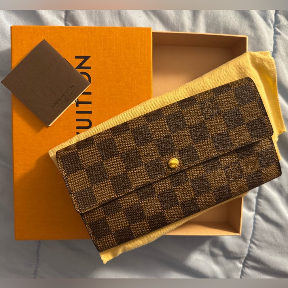 Louis Vuitton Damier Ebene Wallet in Brown and Tan
